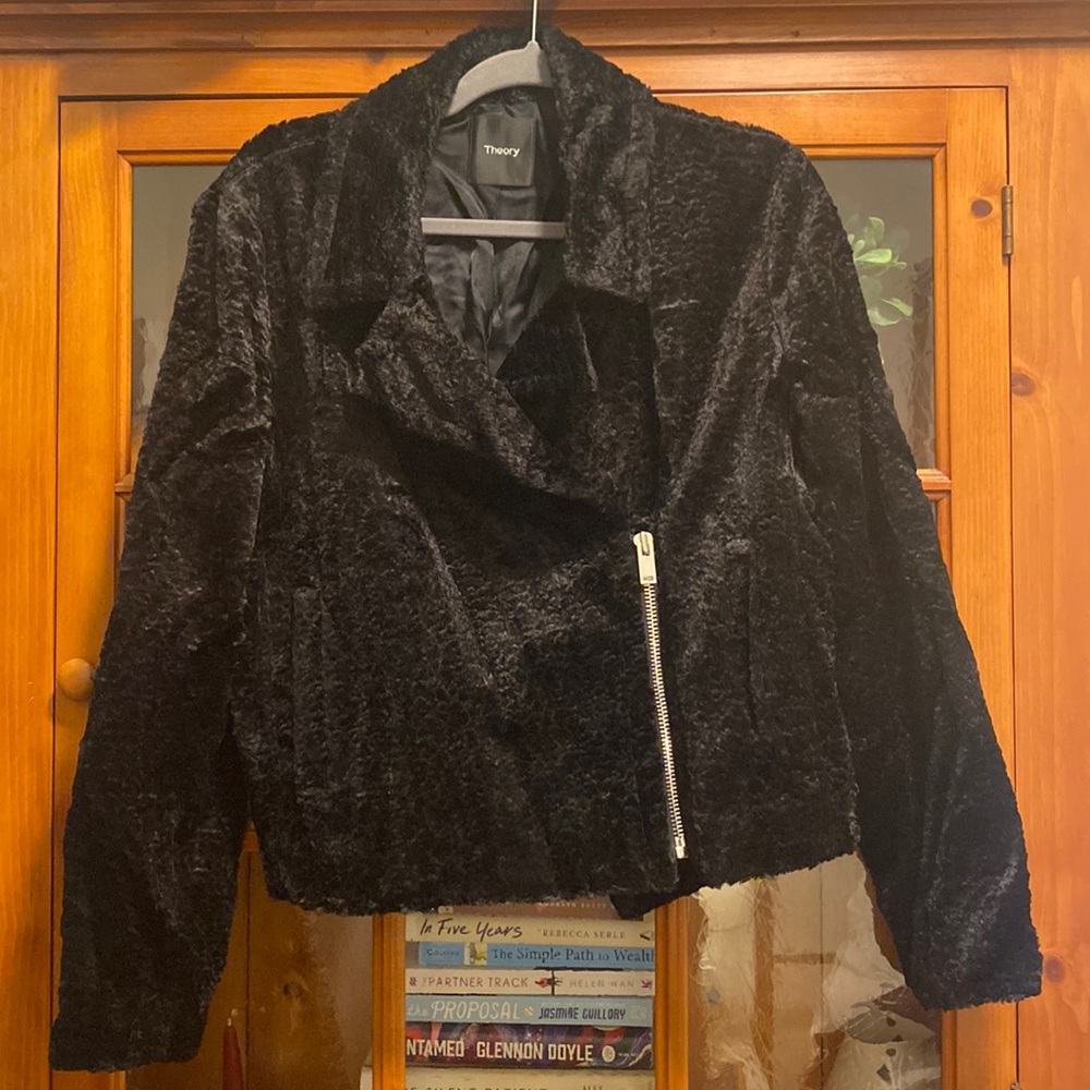 Theory Black faux Fur Jacket Worn Once Size 12